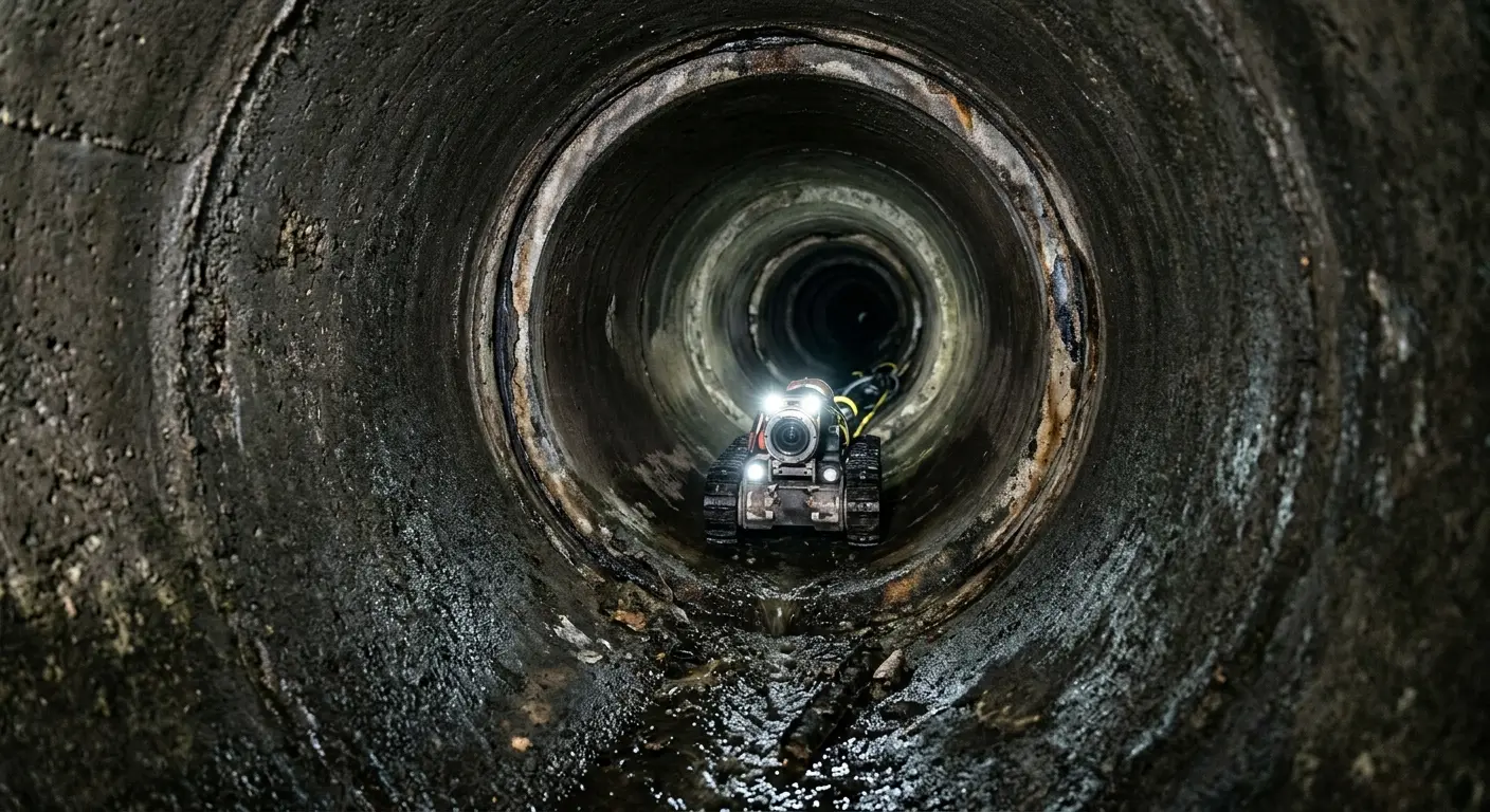 Robotic sewer camera inspecting pipe interior for Drain Snake Service in Flagstaff
